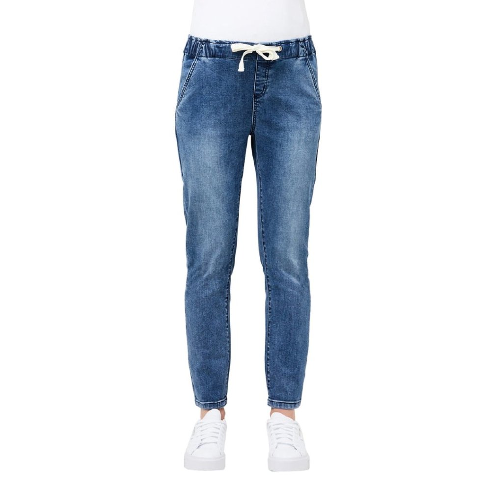 RIPE WOMEN'S DRAWSTRING DENIM MATERNITY JOGGER IN MEDIUM WASH SIZE M - NWT $93